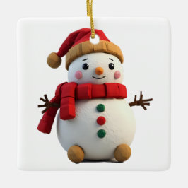 Ornamento De Cerâmica Retro Plush Snowman With Scarf Christmas