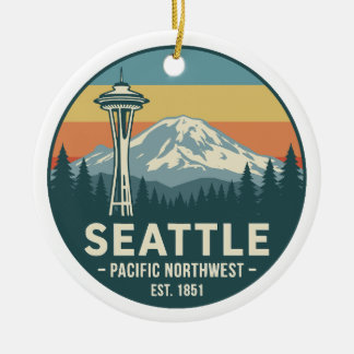 Ornamento De Cerâmica Retro Seattle Pacífico Noroeste Mt. Rainier
