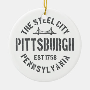 Ornamento De Cerâmica Retro Steel City Pittsburgh Pensilvânia Yinz