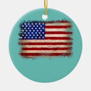 Ornamento De Cerâmica Retro Vintage American Flag All American 4th of