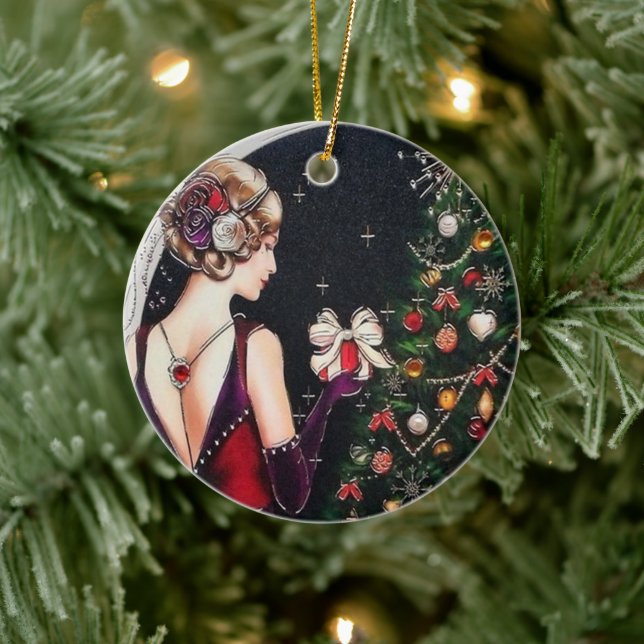 Ornamento De Cerâmica retro vintage art deco Christmas add (Árvore)