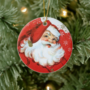 Ornamento De Cerâmica Retro vintage Natal adicionar mensagem Papai Noel