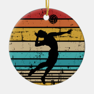 Ornamento De Cerâmica Retrospectivo de vintagem do voleibol