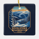 Ornamento De Cerâmica Revelstoke Canada Winter Vintage<br><div class="desc">Revelstoke Winter art design mostrando a paisagem de inverno.</div>