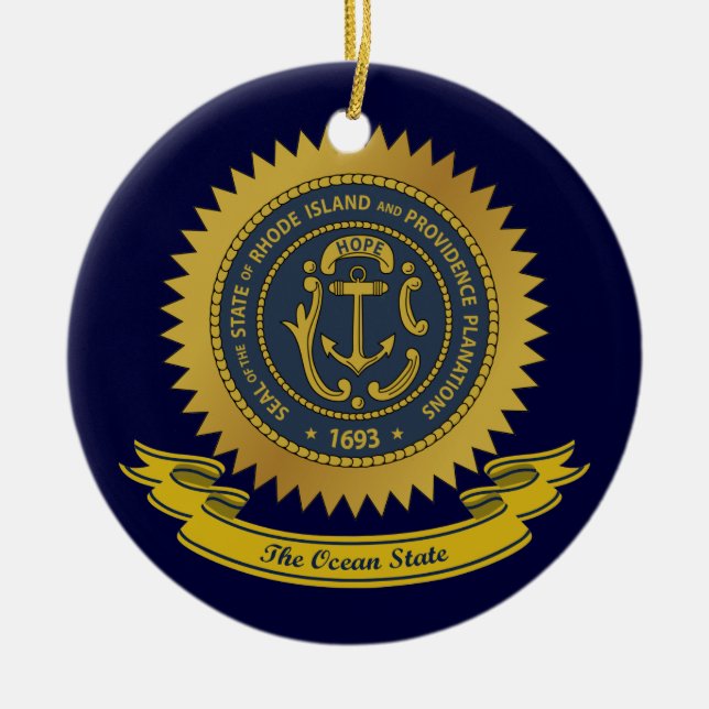 Ornamento De Cerâmica Rhode Island Seal (Frente)