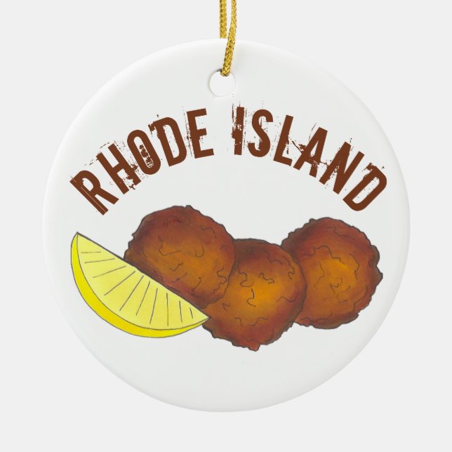 Ornamento De Cerâmica RI Rhode Island Fried Clam Cakes (Frente)