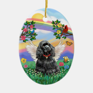 Ornamento De Cerâmica Rianbow Life - Black Cocker Spaniel