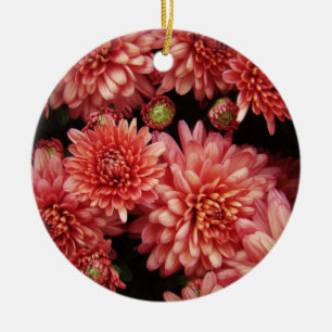 Ornamento De Cerâmica Rich Red Chrysanthemum