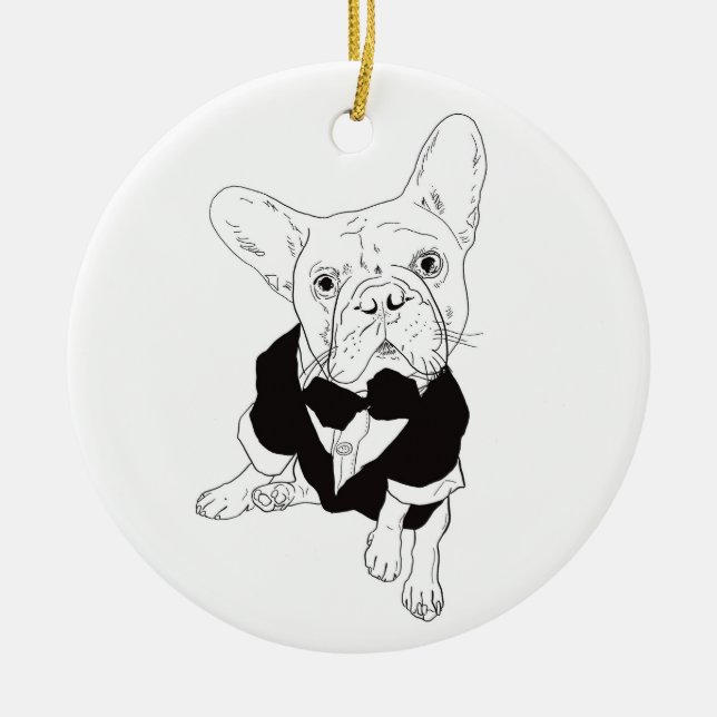 Ornamento De Cerâmica Rico Frenchie Ornament (Frente)