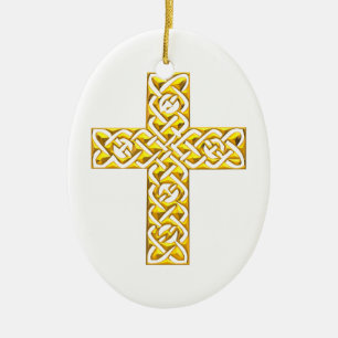 Ornamento De Cerâmica Rico Ouro Cross