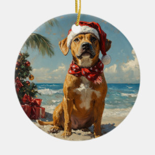 Ornamento De Cerâmica Ridgeback Dog Christmas Vintage Beach