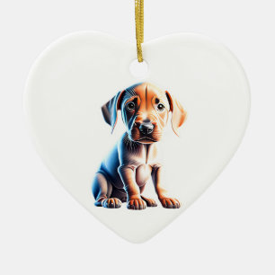Ornamento De Cerâmica Ridgeback Puppy da Rodésia Personalizada