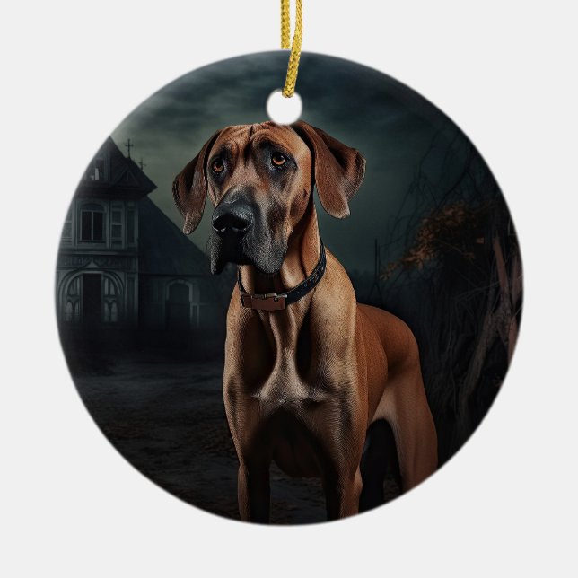 Ornamento De Cerâmica Ridgeback Ridgeback Halloween Ascary (Frente)