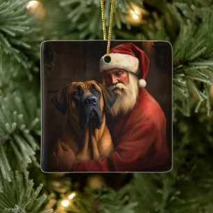 Ornamento De Cerâmica Ridgeback Santa Claus Natal Festivo