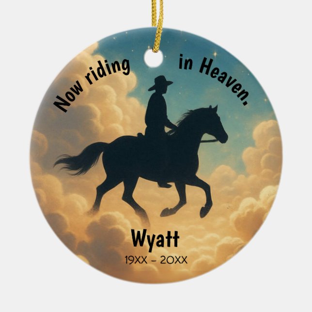 Ornamento De Cerâmica Riding in Heaven Personalized Christmas Ornament (Frente)