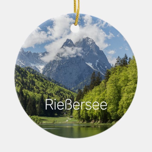Ornamento De Cerâmica Riessersee Alps Garmisch Partenkirchen Bavaria (Frente)