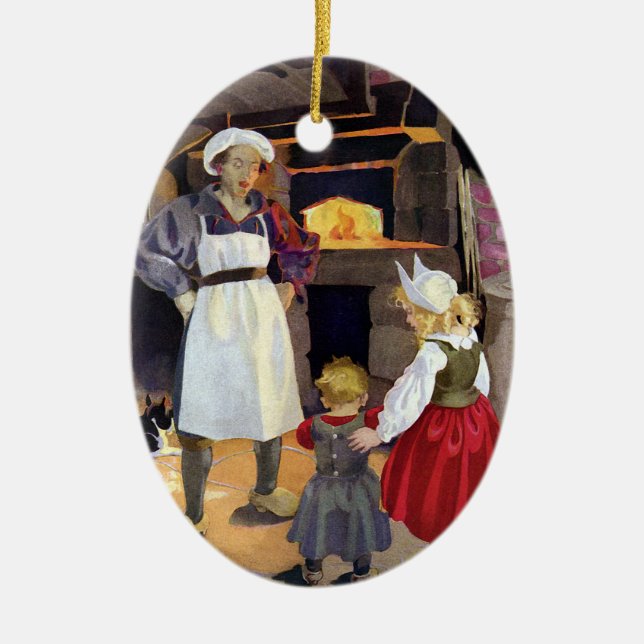 Ornamento De Cerâmica Rima de berçário do padeiro e das crianças do (Frente)