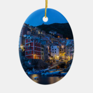 Ornamento De Cerâmica Riomaggiore à noite Cinque Terre Liguria Itália