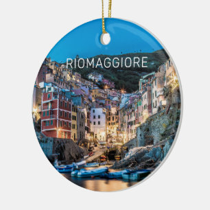Ornamento De Cerâmica Riomaggiore Cinque Terre La Spezia Itália Panorama