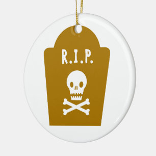Ornamento De Cerâmica RIP Skull