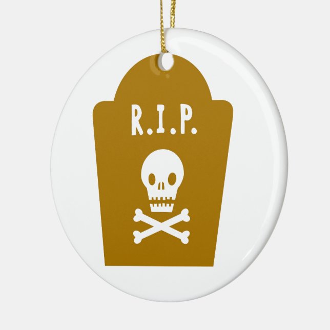 Ornamento De Cerâmica RIP Skull (Esquerda)