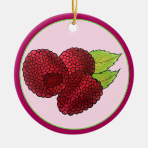 Ornamento De Cerâmica Ripe Framboesas Vermelhas Framboesas Impressão de