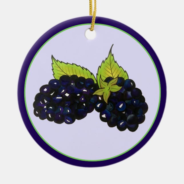 Ornamento De Cerâmica Ripe Summer Blackberry Blackberry Berry Berries (Frente)