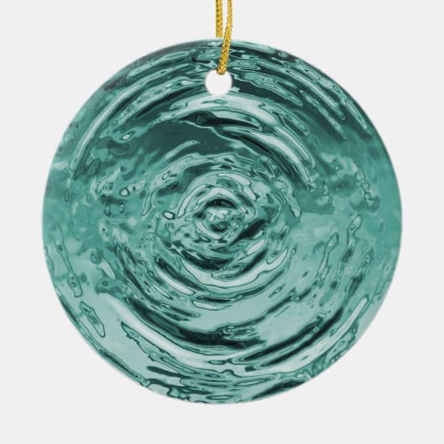 Ornamento De Cerâmica Ripple Teal (Frente)