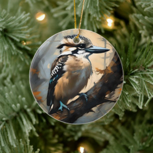 Ornamento De Cerâmica Risos charmosos: Kookaburra na pintura a óleo