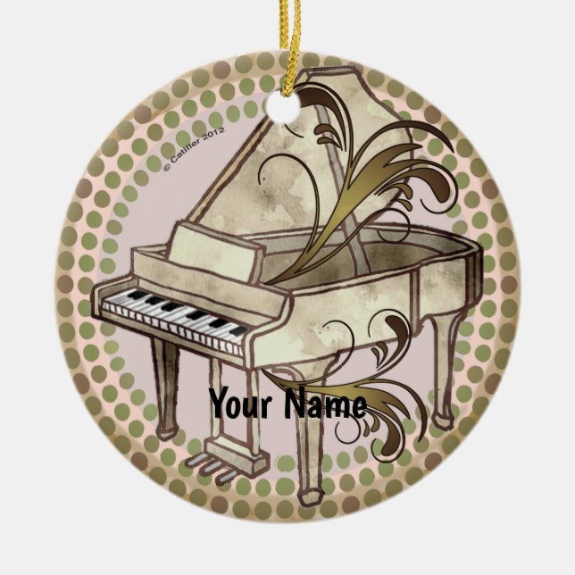 Ornamento De Cerâmica Ritmo de Piano  (Frente)