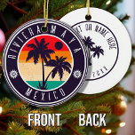 Ornamento De Cerâmica Riviera Maya Mexico Retro Palm tree Viagem dos ano<br><div class="desc">Puerto Vallarta Mexico Vintage, 60s Souvenirs. Puerto Vallarta Beach Mexico - Retro Tropical Palm Tree 60s Souvenirs Vintage design faz um excelente de Natal ou presente de aniversário para fãs da praia de Puerto Vallarta. A design de vibração do verão é um presente perfeito para amantes de viagem e fãs...</div>