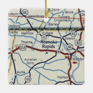 Ornamento De Cerâmica Roanoake Rapids NC Vintage Mapa