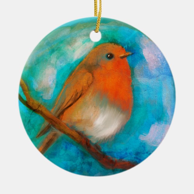 Ornamento De Cerâmica Robin Rebreast Ornament (Frente)