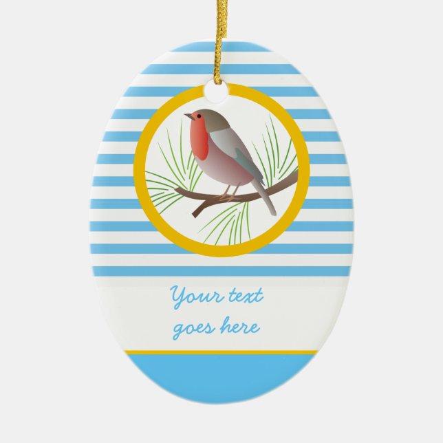 Ornamento De Cerâmica Robin Redbreast personalizado (Frente)