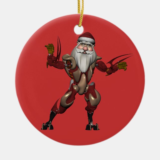 Ornamento De Cerâmica Robô da Indústria Papai Noel (Frente)
