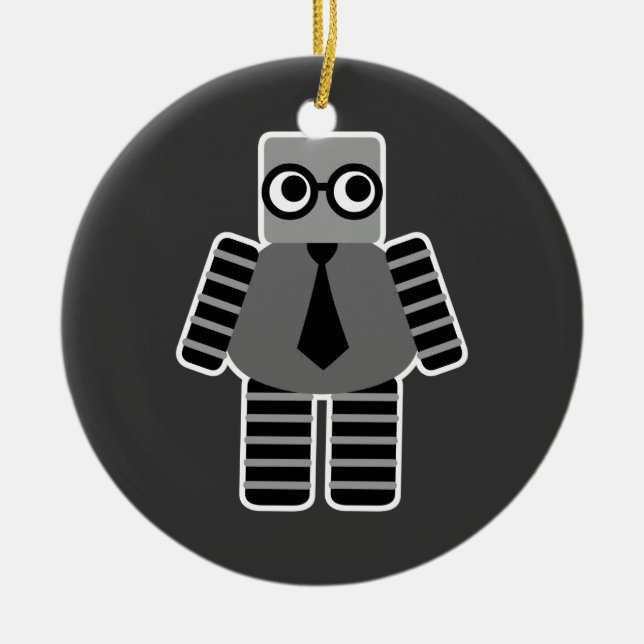 Ornamento De Cerâmica Robô de Geek inteligente (Frente)