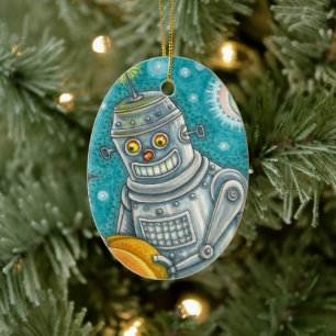 ORNAMENTO DE CERÂMICA ROBÔ ESCOLHENDO BOMBEIROS, HOMEM MECÂNICO HALLOWEE