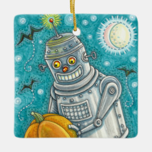 ORNAMENTO DE CERÂMICA ROBÔ ESCOLHENDO BOMBEIROS, HOMEM MECÂNICO HALLOWEE