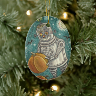 ORNAMENTO DE CERÂMICA ROBÔ ESCOLHENDO BOMBEIROS, HOMEM MECÂNICO HALLOWEE