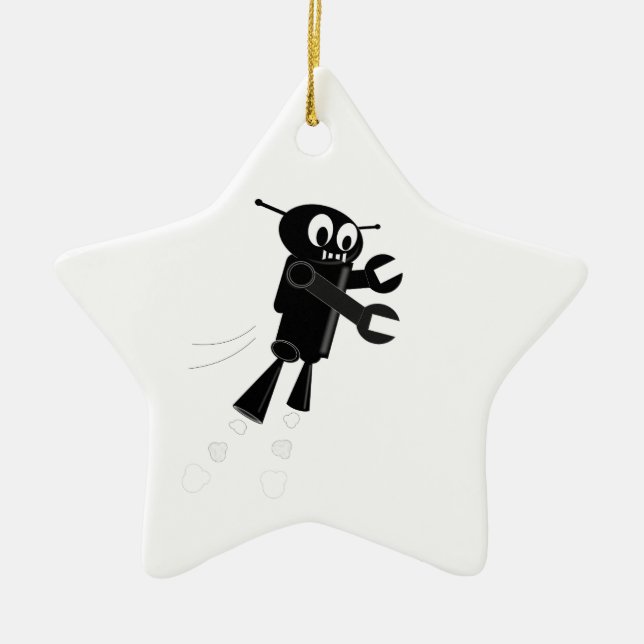 Ornamento De Cerâmica Robô Voador Negro (Frente)