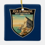 Ornamento De Cerâmica Rock of Gibraltar Viagem Art Vintage<br><div class="desc">Rock of Gibraltar em um estilo de arte vetorial. O Rock de Gibraltar é um promontório monolítico de calcário localizado no território britânico de Gibraltar,  perto do sudoeste da Europa,  na Península Ibérica.</div>