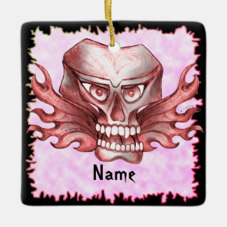 Ornamento De Cerâmica Rock Skull Biker