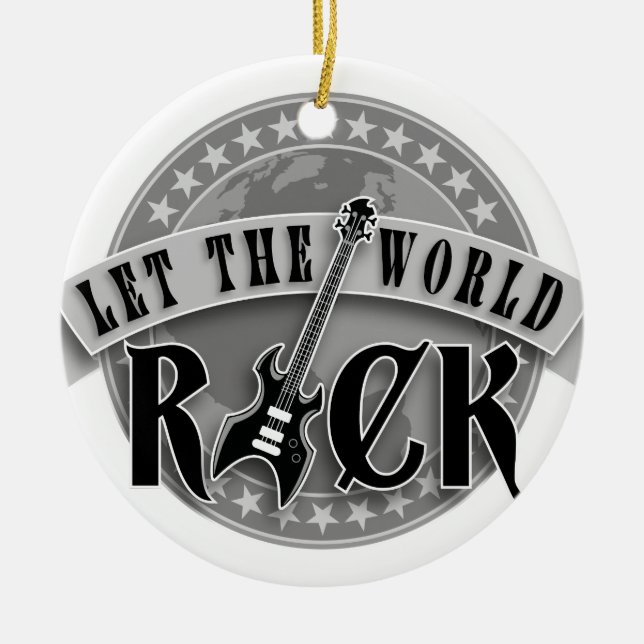 Ornamento De Cerâmica rock the let world electric bass guitar (Frente)
