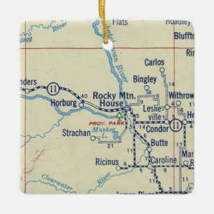 Ornamento De Cerâmica Rocky Mountain House AB Vintage Map