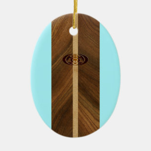 Ornamento De Cerâmica Rocky Point Havaiano Faux Wood Surfboard