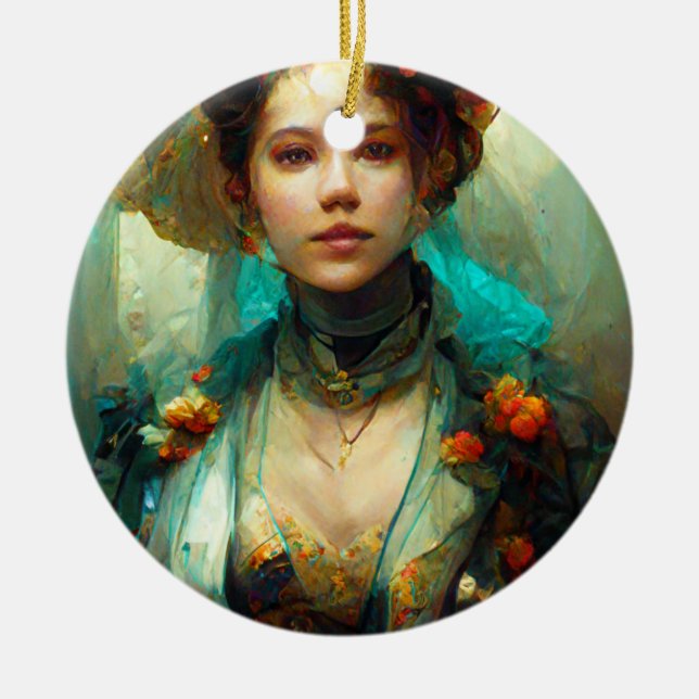 Ornamento De Cerâmica Rococo Future Sci-Fi Fantasy (Frente)