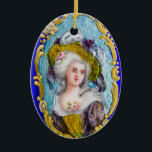 ORNAMENTO DE CERÂMICA ROCOCO LADDY COM ROSAS DE ROSA<br><div class="desc">Elegante,  clássico esmalte de vintage com retrato romântico de senhora.</div>