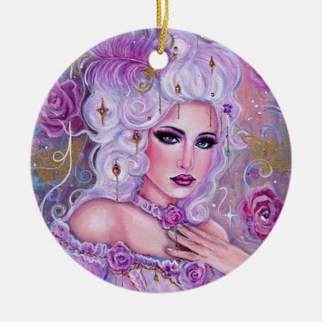 Ornamento De Cerâmica Rococo valentine fantasy art by Renee Lavoie (Frente)