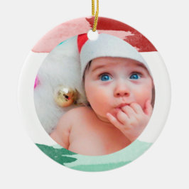 Ornamento De Cerâmica Röd & Grön Vattenfärg - Min Första Jul - Foto