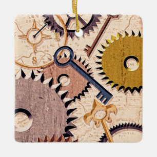 Ornamento De Cerâmica Rodas, Artes, Chaves, Tintas De Óleo De Mapas Anti